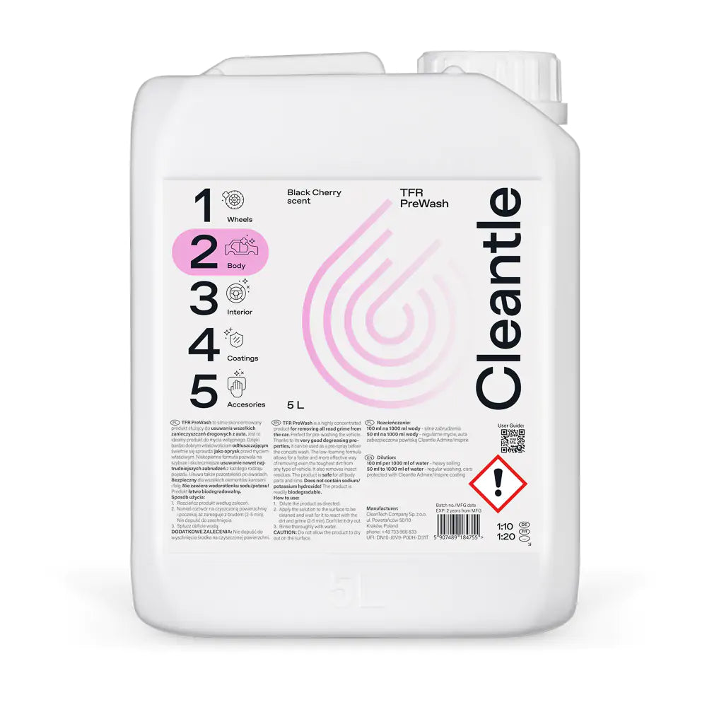 Cleantle TFR PreWash - purvo tirpiklis - Cleantle produkcija - dervų smalų paukščių išmatų vabzdžių valymo priemonė